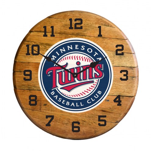 Minnesota Twins Oak Barrel Clock