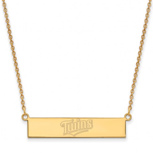 Minnesota Twins Sterling Silver Gold Plated Bar Necklace