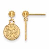 Minnesota Twins Sterling Silver Gold Plated Dangle Ball Earrings