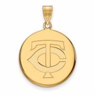 Minnesota Twins Sterling Silver Gold Plated Large Disc Pendant