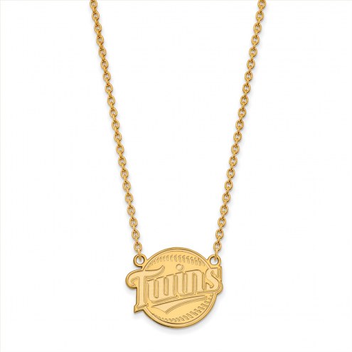 Minnesota Twins Sterling Silver Gold Plated Large Pendant Necklace
