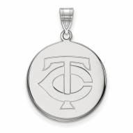 Minnesota Twins Sterling Silver Large Disc Pendant