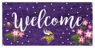 Minnesota Vikings 6" x 12" Floral Welcome Sign