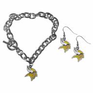 Minnesota Vikings Chain Bracelet & Dangle Earring Set