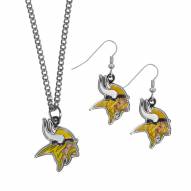 Minnesota Vikings Dangle Earrings & Chain Necklace Set