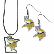 Minnesota Vikings Dangle Earrings & State Necklace Set