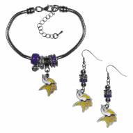 Minnesota Vikings Euro Bead Earrings & Bracelet Set
