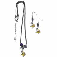 Minnesota Vikings Euro Bead Earrings & Necklace Set