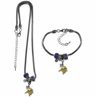 Minnesota Vikings Euro Bead Necklace & Bracelet Set
