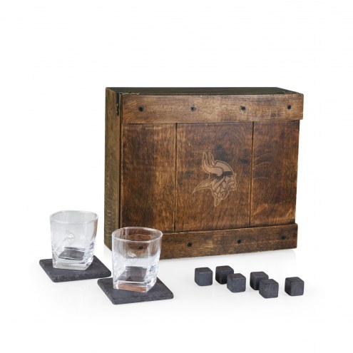 Minnesota Vikings Oak Whiskey Box Gift Set