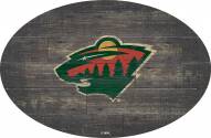 Minnesota Wild 46" Distressed Wood Oval Sign