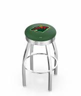 Minnesota Wild Chrome Swivel Barstool with Ribbed Accent Ring
