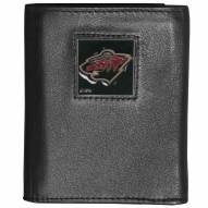 Minnesota Wild Deluxe Leather Tri-fold Wallet in Gift Box