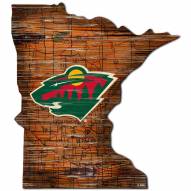 Minnesota Wild Distressed State with Logo Sign