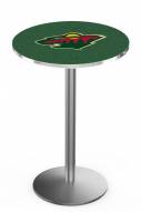 Minnesota Wild Stainless Steel Bar Table with Round Base