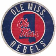 Mississippi Rebels 12" Circle with State Sign