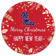 Mississippi Rebels 12" Merry Christmas & Happy New Year Sign
