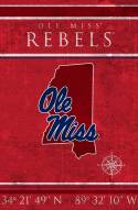 Mississippi Rebels 17" x 26" Coordinates Sign