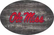 Mississippi Rebels 46" Distressed Wood Oval Sign