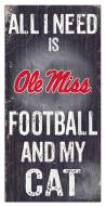 Mississippi Rebels 6" x 12" Football & My Cat Sign
