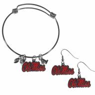 Mississippi Rebels Dangle Earrings & Charm Bangle Bracelet Set