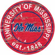 Mississippi Rebels Distressed Round Sign