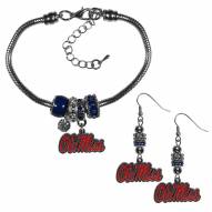 Mississippi Rebels Euro Bead Earrings & Bracelet Set