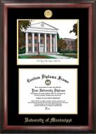 Mississippi Rebels Gold Embossed Diploma Frame with Campus Images Lithograph