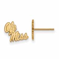 Mississippi Rebels Sterling Silver Gold Plated Extra Small Post Earrings