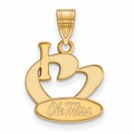 Mississippi Rebels Sterling Silver Gold Plated Large I Love Logo Pendant