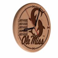 Mississippi Rebels Laser Engraved Wood Clock
