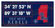 Mississippi Rebels Horizontal Coordinate 6" x 12" Sign