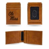 Mississippi Rebels Laser Engraved Brown Front Pocket Wallet