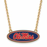 Mississippi Rebels Sterling Silver Gold Plated Large Pendant Necklace