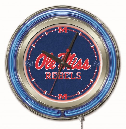 Mississippi Rebels Neon Clock