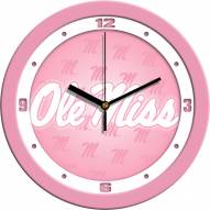 Mississippi Rebels Pink Wall Clock