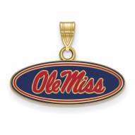 Mississippi Rebels Sterling Silver Gold Plated Small Enameled Pendant