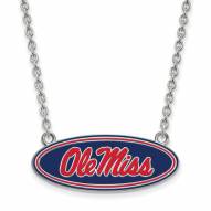 Mississippi Rebels Sterling Silver Large Enameled Pendant Necklace