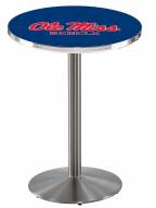 Mississippi Rebels Stainless Steel Bar Table with Round Base