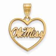 Mississippi Rebels Sterling Silver Gold Plated Heart Pendant