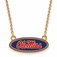 Mississippi Rebels Sterling Silver Gold Plated Small Pendant Necklace