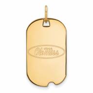 Mississippi Rebels Sterling Silver Gold Plated Small Dog Tag