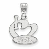 Mississippi Rebels Sterling Silver Large I Love Logo Pendant