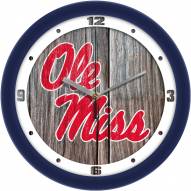 Mississippi Rebels Weathered Wood Wall Clock