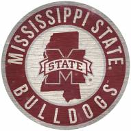 Mississippi State Bulldogs 12" Circle with State Sign