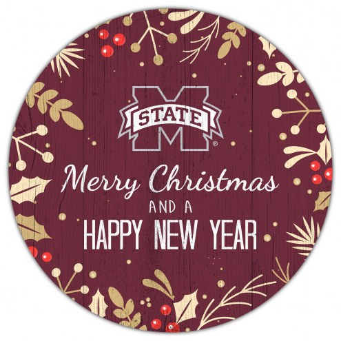Mississippi State Bulldogs 12&quot; Merry Christmas & Happy New Year Sign