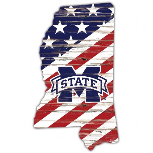 Mississippi State Bulldogs 12&quot; USA State Cutout Sign