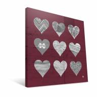 Mississippi State Bulldogs 12" x 12" Hearts Canvas Print