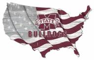 Mississippi State Bulldogs 15" USA Flag Cutout Sign