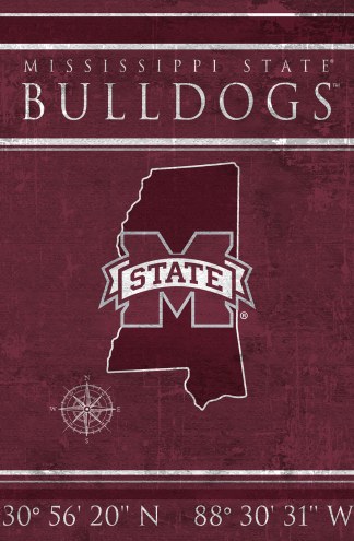 Mississippi State Bulldogs 17&quot; x 26&quot; Coordinates Sign